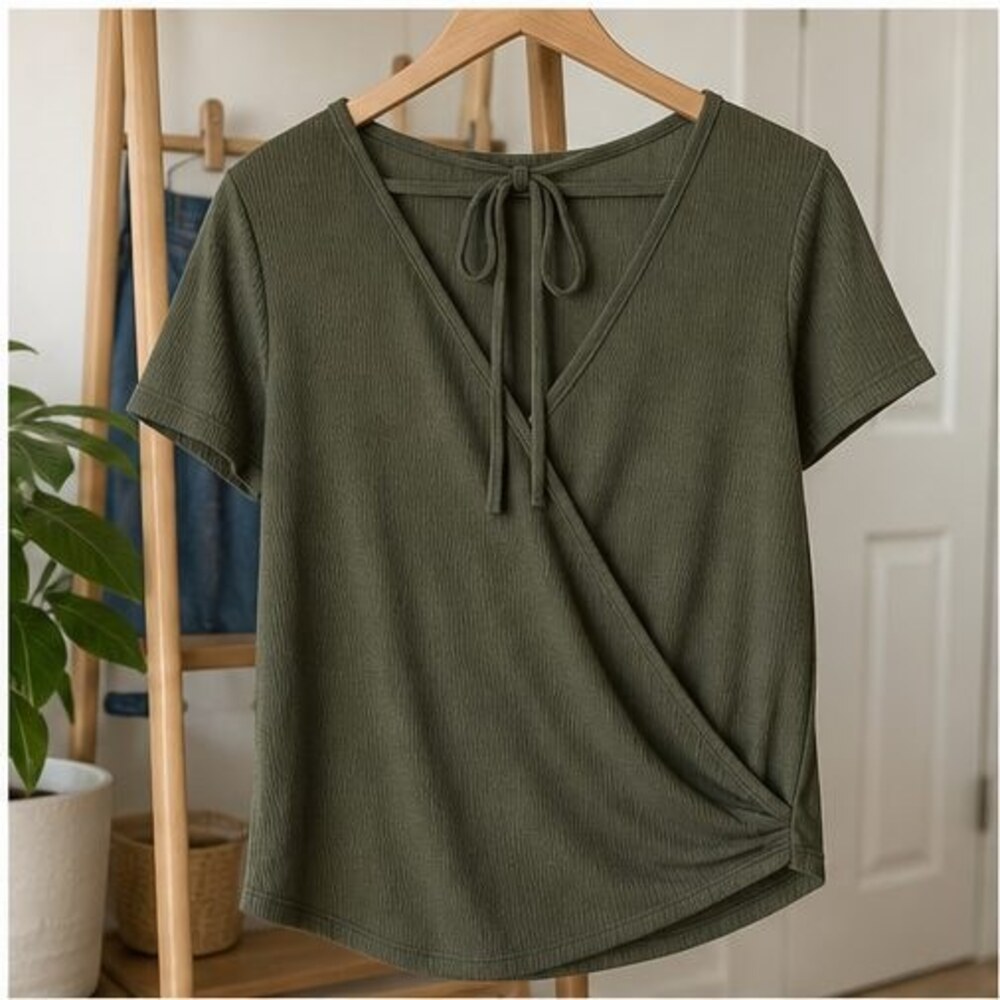 Olive Ruffle Blouse